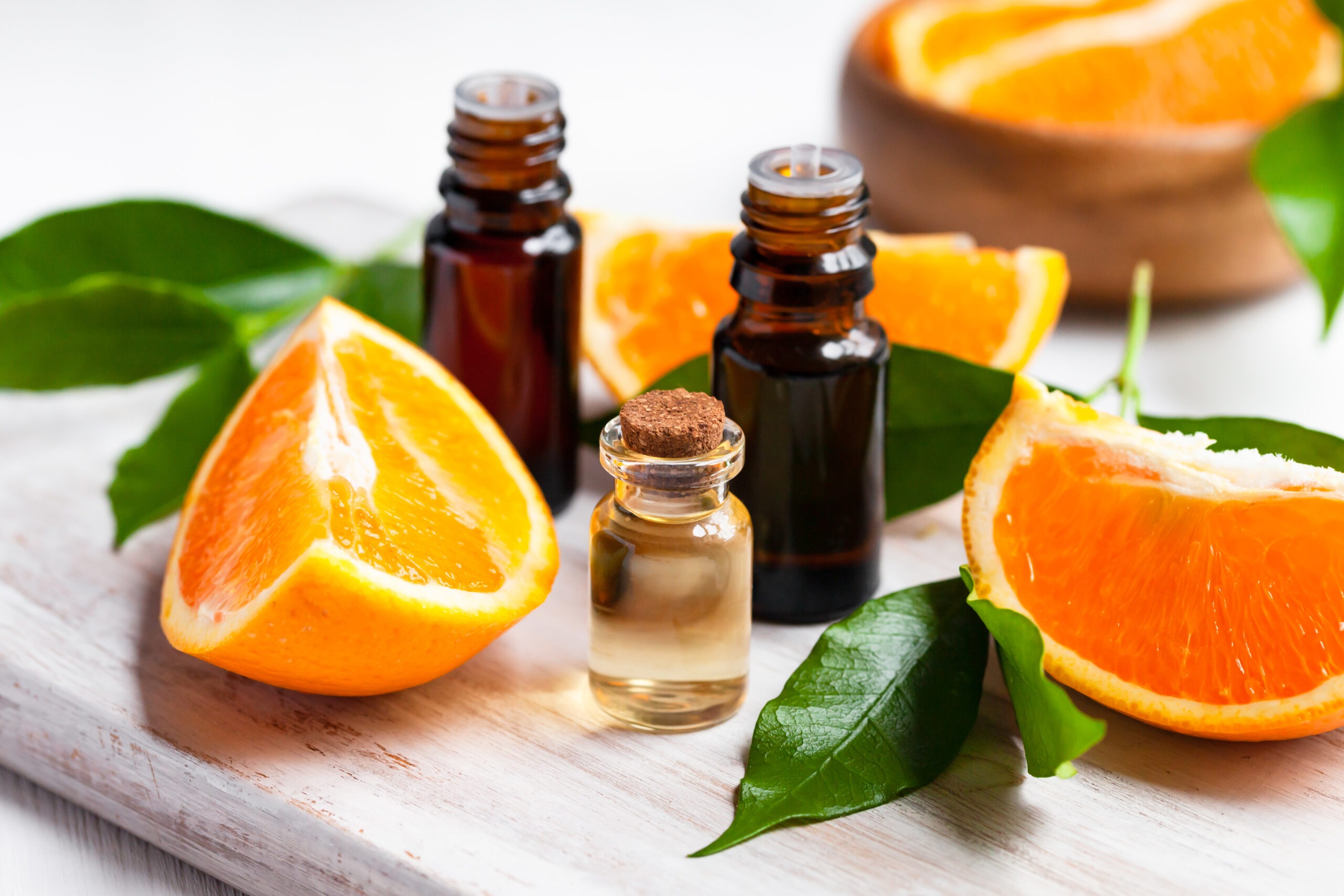 Concept of Natural Organic Orange Essential Oil for Skin Face and Body Health Care